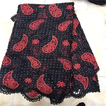 

2018 New Design Embroidered African Cord Lace For Wedding.New Arrival Guipure Lace Fabric With Stones 5Yards Swiss Lace Fabric