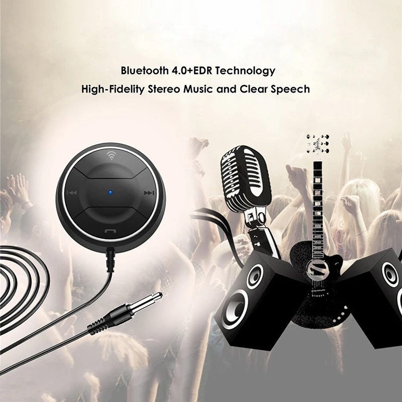  Dominio jack de 35mm AUX del coche bluetooth a2dp receptor audio adaptador kit manos libres NFC emp
