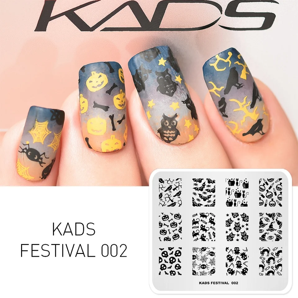 Kads Festival 002 Halloween Nail Art Stamping Stamp Cat Spider Pumpkin Template Image Stamp For Nails Nail Art Stamping Art Stampingimage Plate Aliexpress