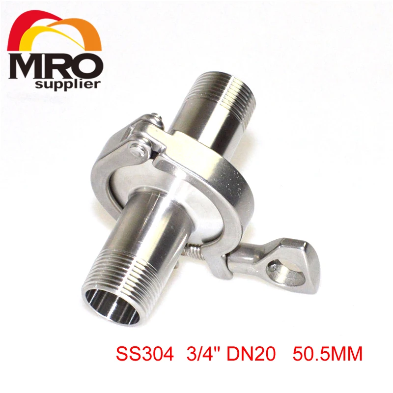 

3/4" DN20 Sanitary Ferrule Male Threaded Pipe Fittings +1Pcs Tri Clamp+1Pcs Gasket Stainless Steel SS304 SS062