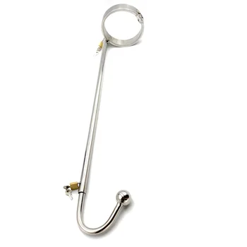 Stainless steel metal BDSM bondage collar anal hook butt plug slave lock restraint SM erotic Sex toy for couple game 3