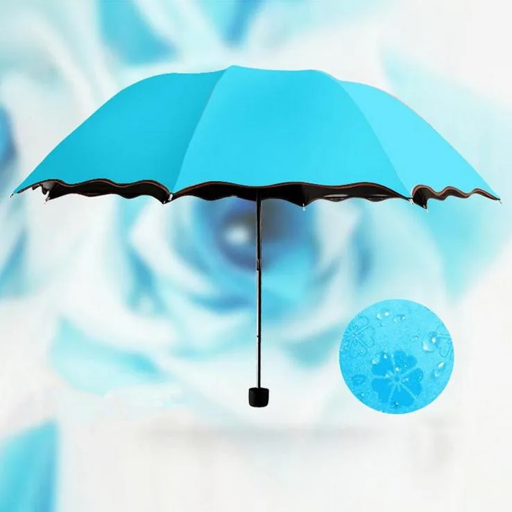 Маленькие туристические зонты с защитой от солнца и дождя, меняющие цвет, подарок для леди, девушки, зонтик от дождя для женщин - Цвет: Blue