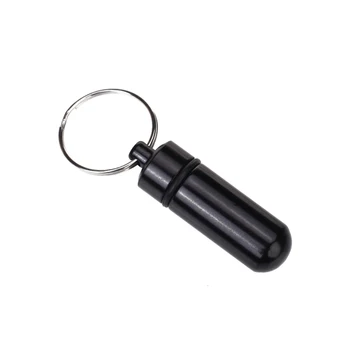

Aluminum Alloy Waterproof Pill Fob Case Box ID Tag Container Urn Ash Holder Keychain Camping Refillable Bottles