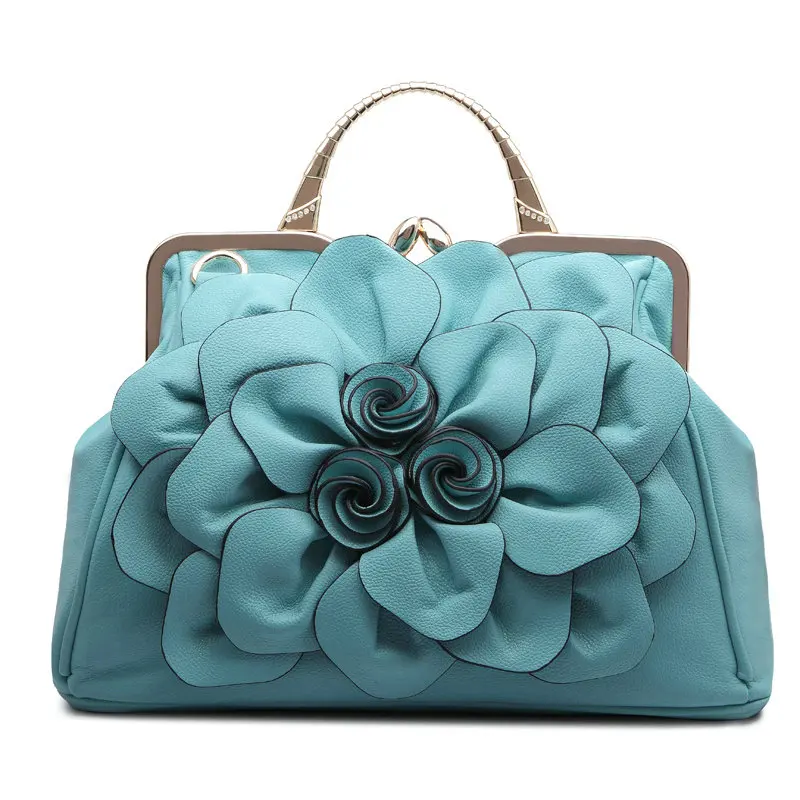 QIAOBAO женская сумка через плечо сумка-тоут цветок сумка с замком мешок основной borse di marca bolsa feminina роскошные сумки женские сумки - Цвет: Blue