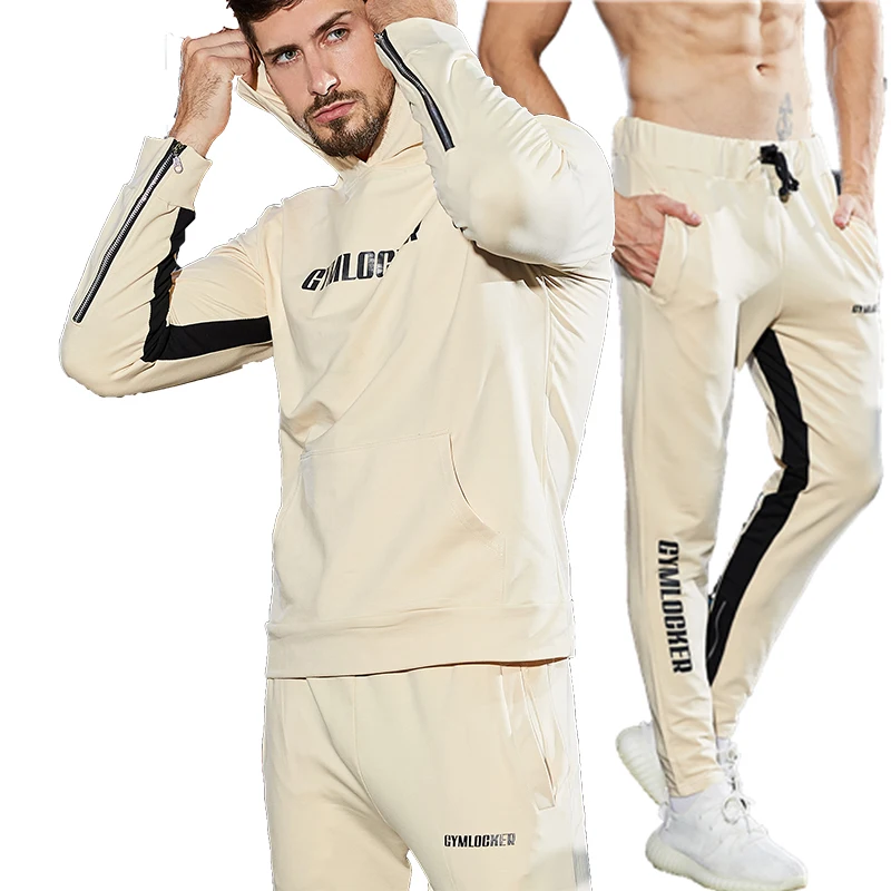 Men's athletic suit  fitness with trousers new gyms suit men's fall two-piece suit casual athletic suit sportswear sweatshirt
