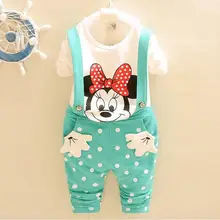 2016 New baby girl Minnie clothing sets cotton shirt boy Mickey Spring leisure suit jacket Children complete harness