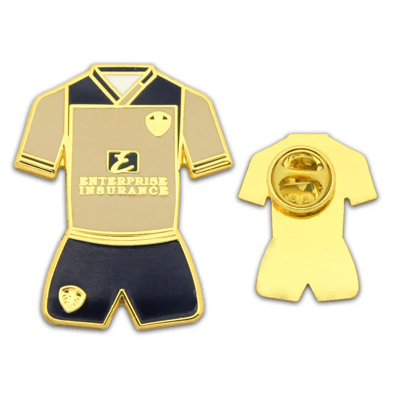 

glossy badge new design clothes shape metal gold badges with pin