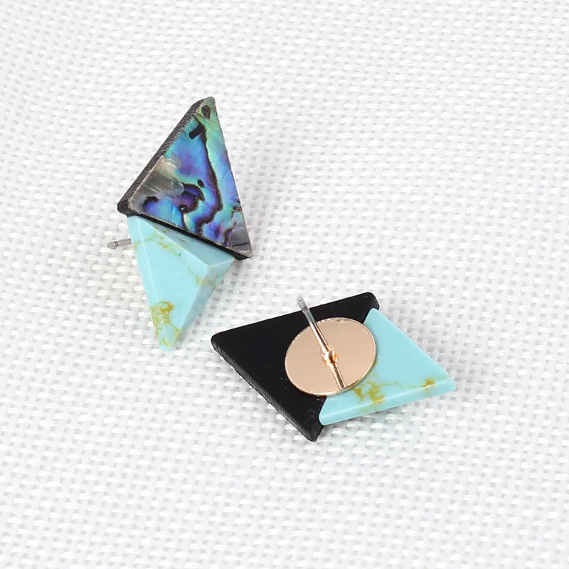 

2019 Summer New Arrival Abalone Triangle Stud Earrings White Marble Stud Earrings Women Fashion Jewelry Wholesale