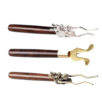 

Tea Clips fork with wooden handle For Cast Iron Teapot kung fu Tea Pot set Heat insulation Copper Coffee & Tea Tools