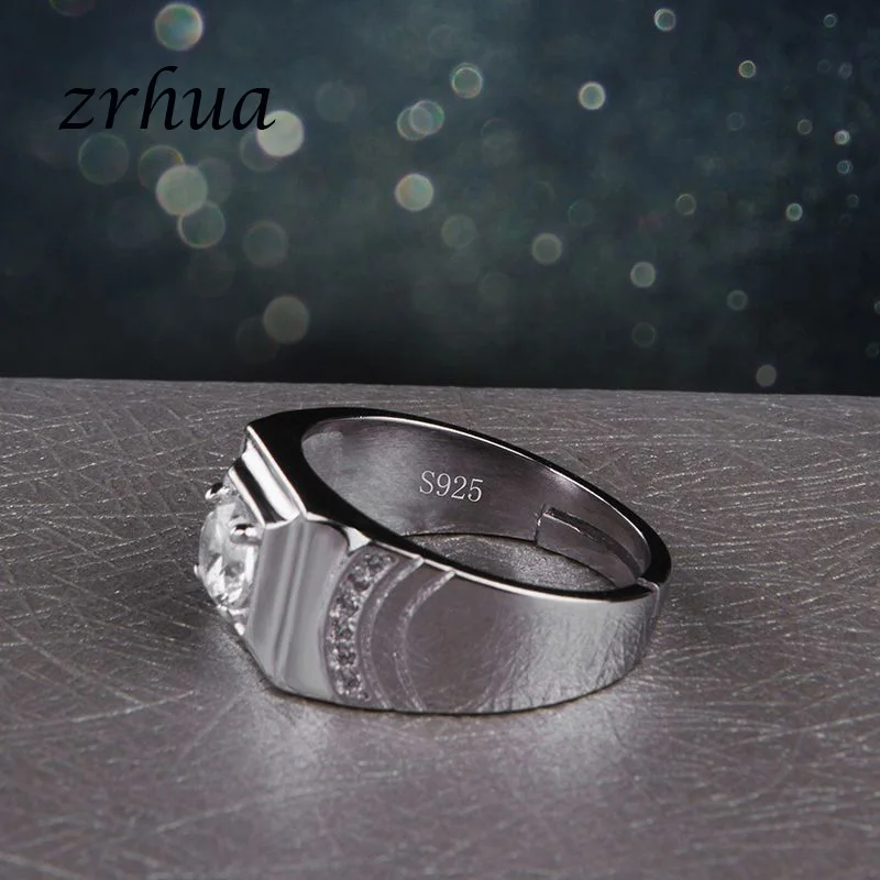 ZRHUA Vintage 925 Sterling Silver Finger Anillo AAA Zircon Crystal CZ Rings for Men Women Engagement Wedding Jewelry Bauge Mujer