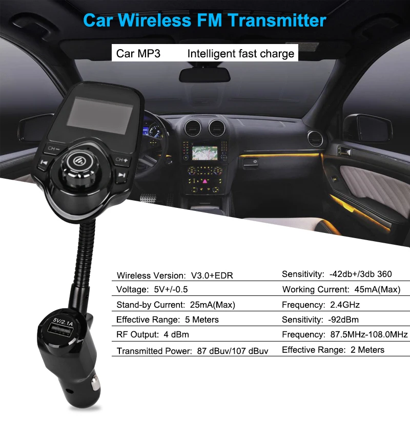 Bluetooth FM передатчик автомобильный MP3 аудио плеер беспроводной FM модулятор автомобильный комплект громкой связи ЖК-дисплей USB зарядное устройство
