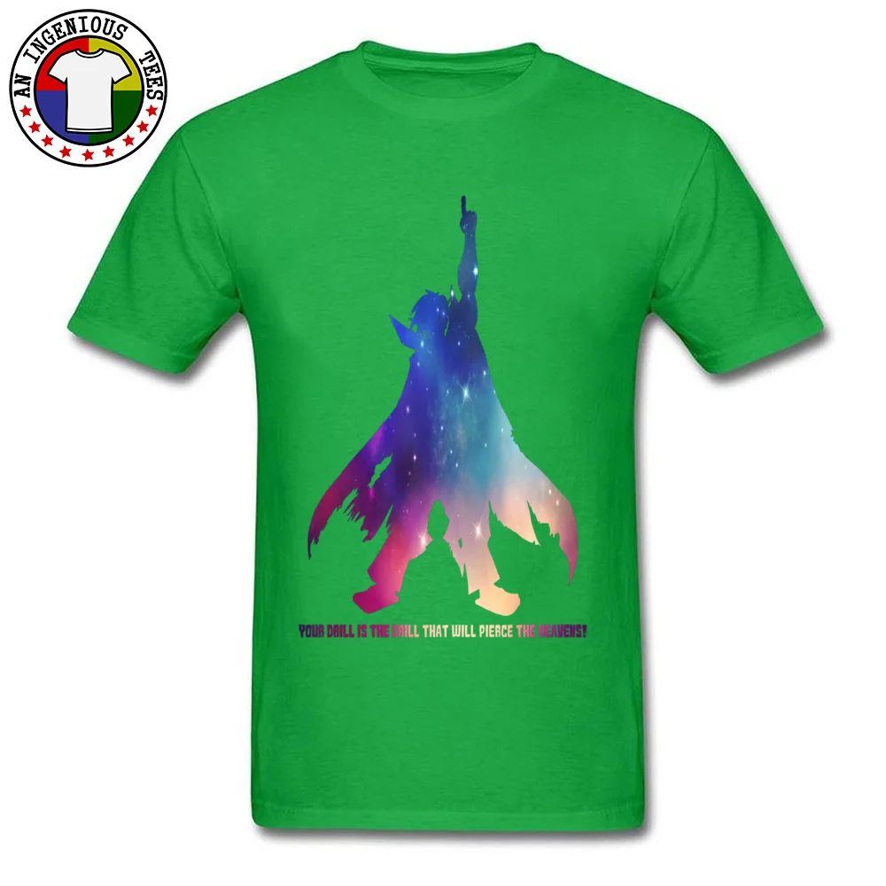 100% Cotton Men Short Sleeve Kamina Gurren Lagann -2830 T-shirts cosie Tops Tees Plain Cool O-Neck T-Shirt Top Quality Kamina Gurren Lagann -2830 green