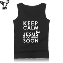 KPOP Keep Calm JESUS идет Мода Лето майка мужская рубашка без рукавов и христианские мужские жилеты Плюс Размер XXS