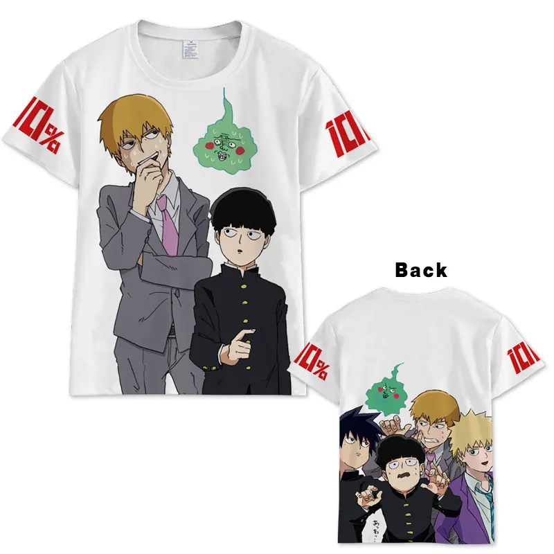 Новая футболка с аниме Mob Psycho 100 Kageyama Shige Mobu Saiko Hyaku, мужская и женская футболка с коротким рукавом, летние топы с героями мультфильмов, футболка унисекс - Цвет: 02