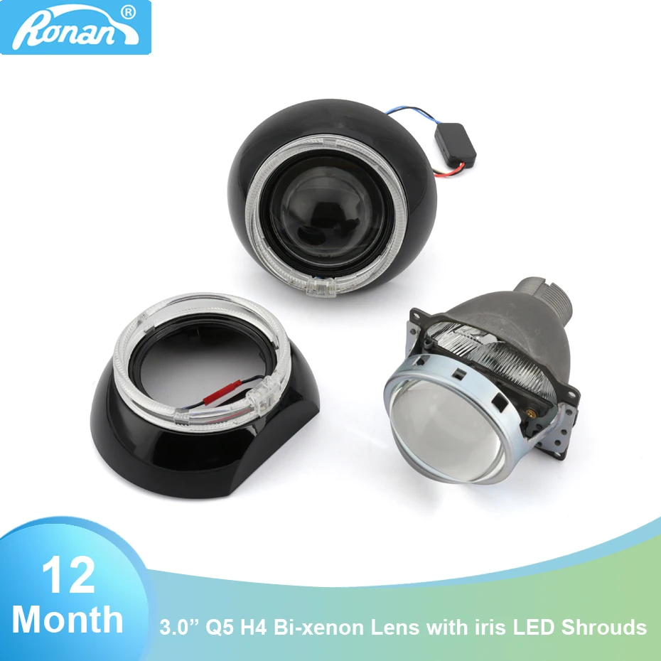 

RONAN Car Styling H4 2PCS 3.0 inch Full Metal Bi Xenon Projector Lens for Headlight LED Angel Eyes with black masks