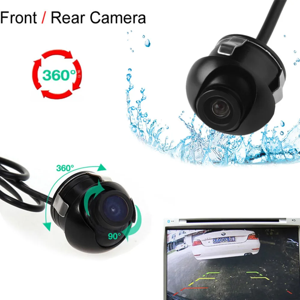 Kopen Mini CCD Nachtzicht 360 Graden Auto Rear Front Side View Camera Auto Backup Reverse Camera met Spiegelbeeld Conversie lijnen