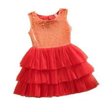 Baby Girls Dress Summer Layered Tutu Dressed Kids Sleeveless Back Hole Bows Sequined Dresses Children Clothing