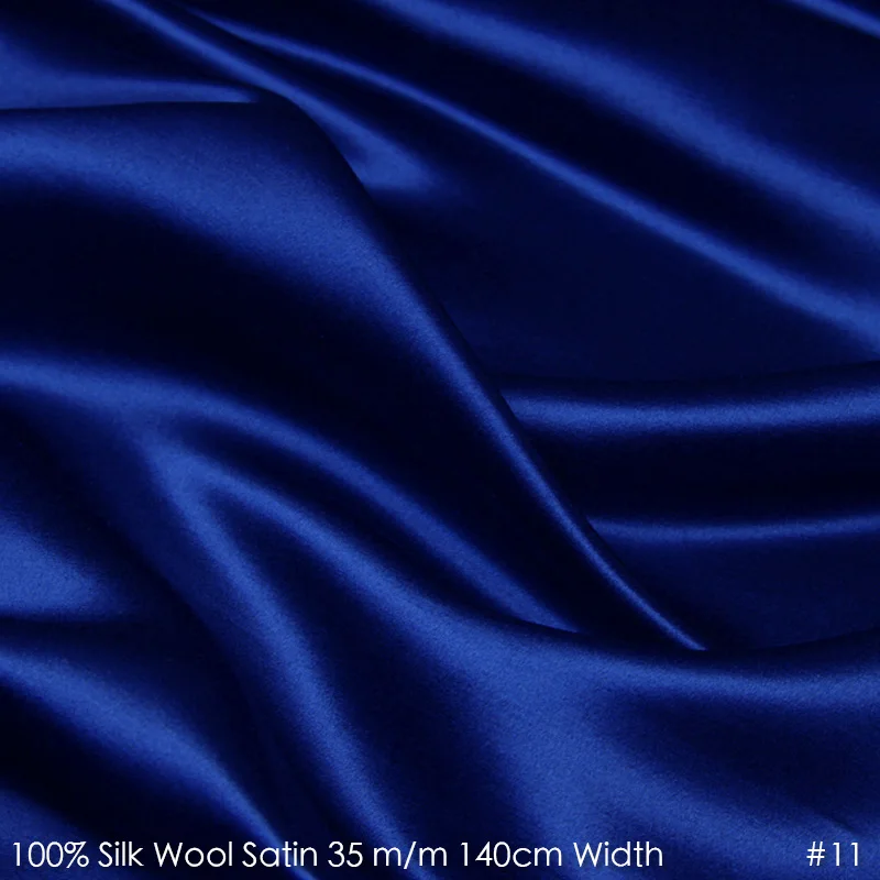 SILK WOOL SATIN 140cm width 35mm/35%Silk+65%Natural Silk Fabric Suits Plush Luxury Wedding Party Dress Fabric11Royal Blue | Дом и сад