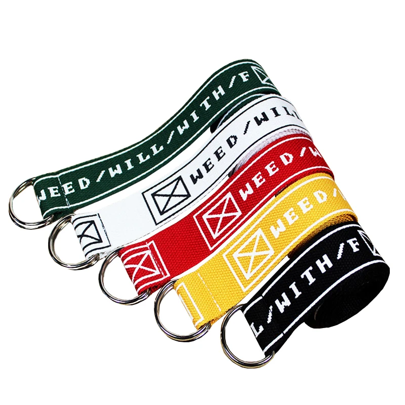 

New Women's belt with print letters thin waistband fashion style unisex double ring D canvas belt female long Belts for jeans X1