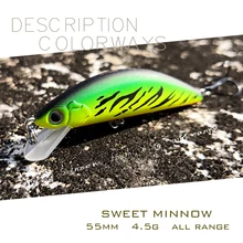 Thetime Sweet55 4.5g yavaş batan Minnow alabalık cazibesi Wobbler yapay balıkçılık Wobblers bait mücadele levrek bas shads Pesca
