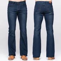 LGRG Mens Slim Boot Cut Jeans Classic Stretch Denim Slightly Flare Deep Blue Jeans Fashion Stretch Trousers 1