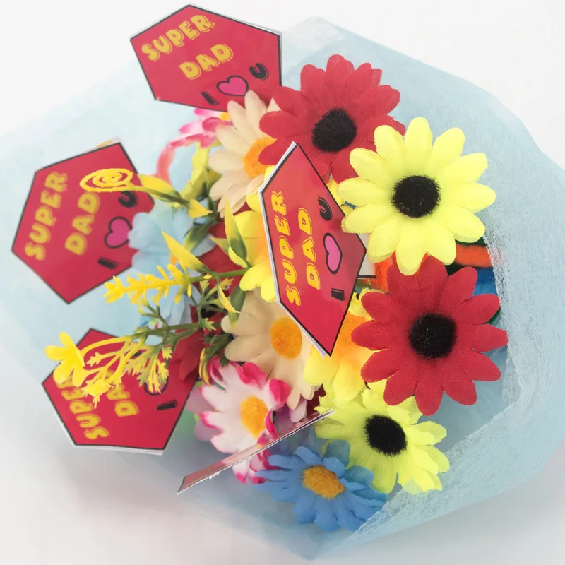 Father's Day детская игрушка ремесел Дети DIY искусственный букет детский сад Раннее Обучение Образование игрушки Монтессори вспомогательный материал для обучения