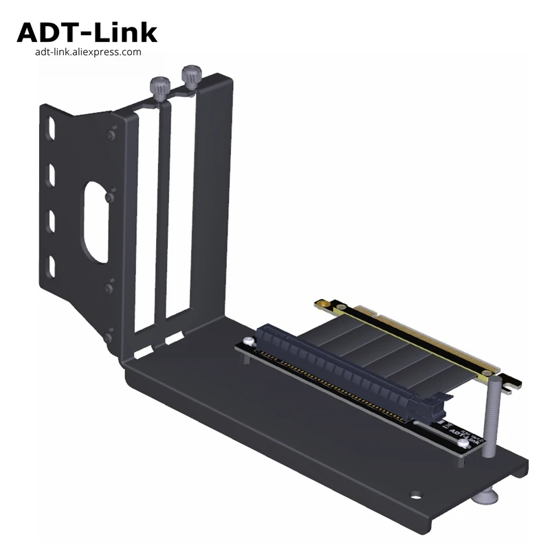 ADT-Link Graphics Cards Vertical Bracket PCIe 3.0 x16 graphics video card to PCIe 3.0 x16 slot extension cable for ATX PC-Case