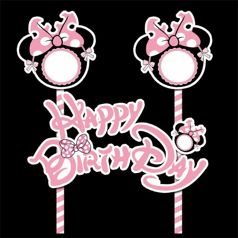 

1 set Mickey Mouse Unicorn Cupcake Cake Topper Cake Flags With Paper Straw Kids Birthday Party Baking Cake Decorations Supply
