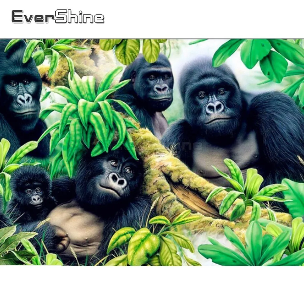 

EverShine Diamond Embroidery Animals Full Square Diamond Painting Orangutan Picture Of Rhinestones Diamond Mosaic Manual Hobby