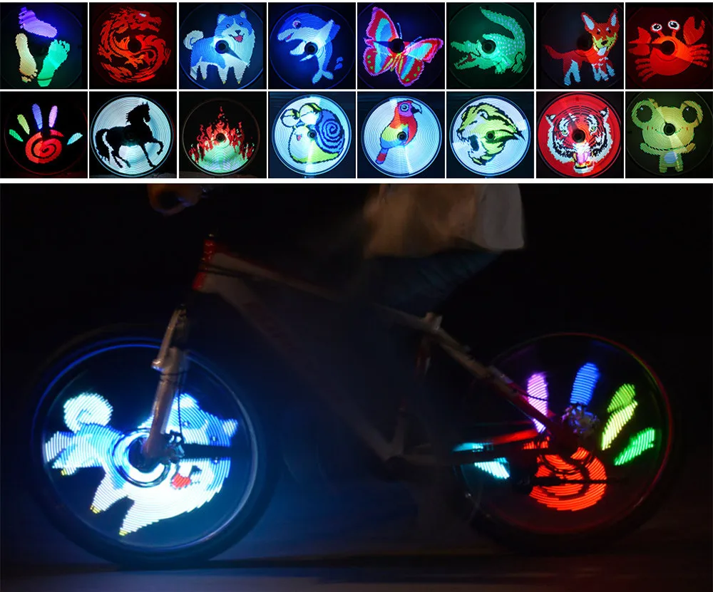 Cheap YQ8003 64/128 LED DIY Bicycle Light Programmable Bike Wheel Spokes Light Motor Tire Lamp Screen Display Image For Night Cycling 21