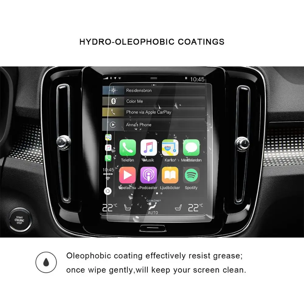 RUIYA Защита экрана для Volvo XC40 Sensus 8,7 дюймов автомобильный навигационный сенсорный экран, 9H закаленное стекло непрерывная защита экрана