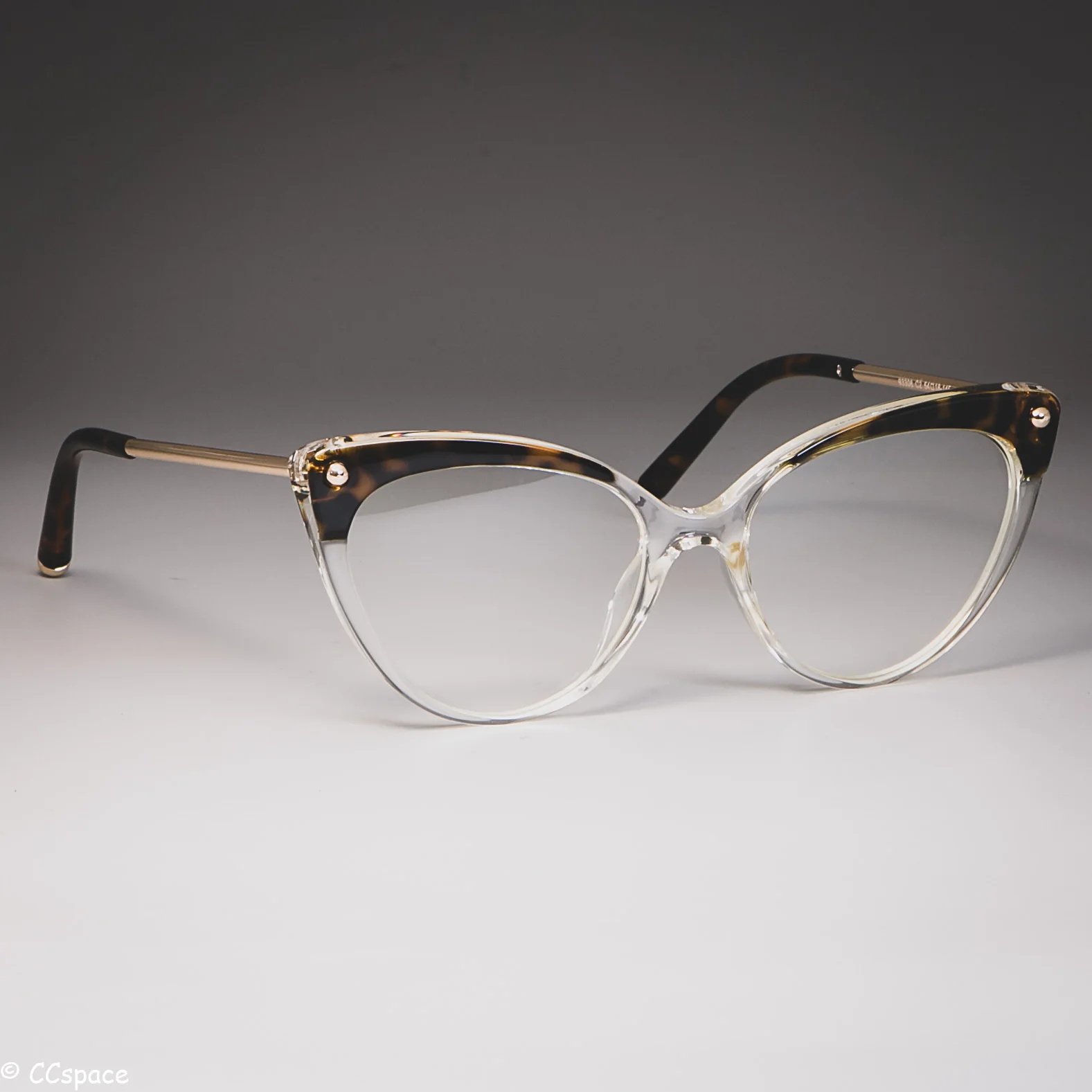 

45651 Cat Eye Glasses Frames Plastic titanium Women Trending Rivet Styles Optical Fashion Computer Glasses