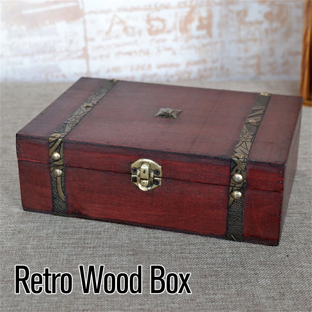 

Hot Wooden Vintage Lock Treasure Chest Jewellery Storage Box Case Organizer Ring Gift