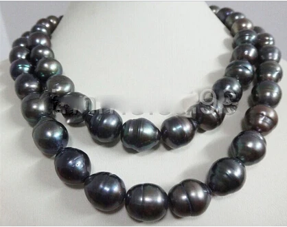 

Free shipping >>@ >812 35" HUGE 12 -13MM NATURAL SOUTH SEA BLACK PEARL NECKLACE