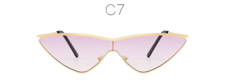 Классические брендовые дизайнерские солнцезащитные очки «кошачий глаз» солнцезащитные очки Женские Мужские Винтажные Солнцезащитные очки зеркальные цельные Солнцезащитные очки женские вогнуто-выпуклая форма femme - Цвет линз: C7