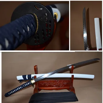 

New Handmade Japanese Samurai Katana Sharp Full Tang Clay Tempered 1095 High carbon Steel Practice can cut bamboo tree