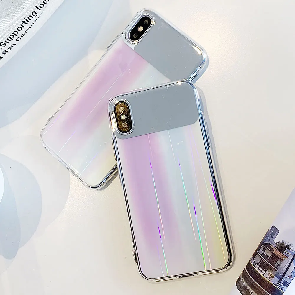 KISSCASE зеркальный ПК чехол для телефона iPhone X XS MAX XR 7 Plus Чехлы Аврора макияж стекло 8 6