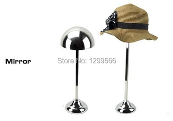 

High quality mirror Stainless Steel adjustable Hat display stand cap showing stand Metal Hat Display holder rack