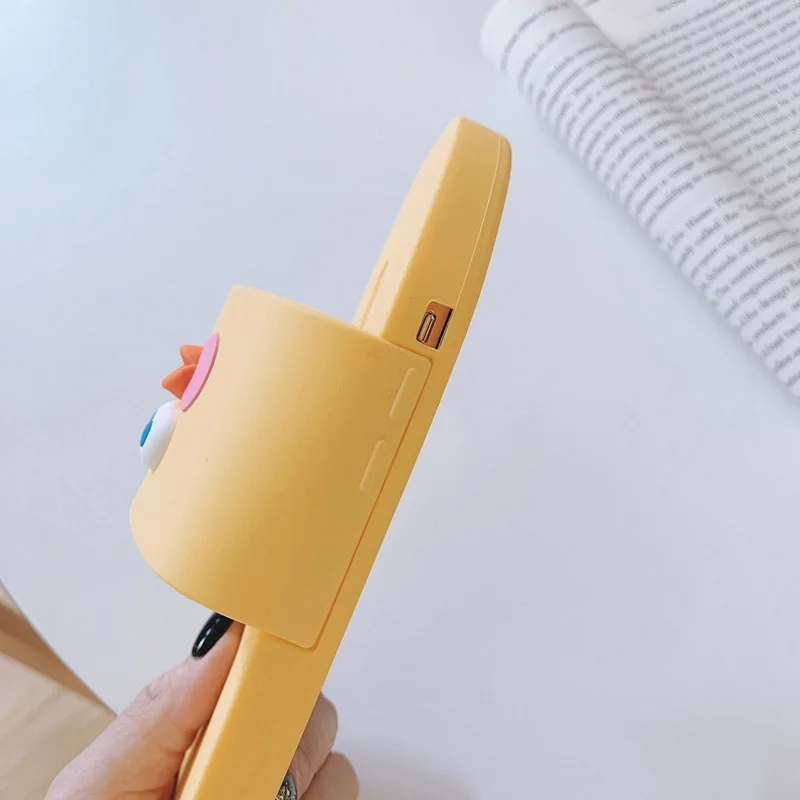Смешные Тапочки обувь чехол для телефона iphone X XR XS Max 7 8 плюс 6 6s Чехол с милым