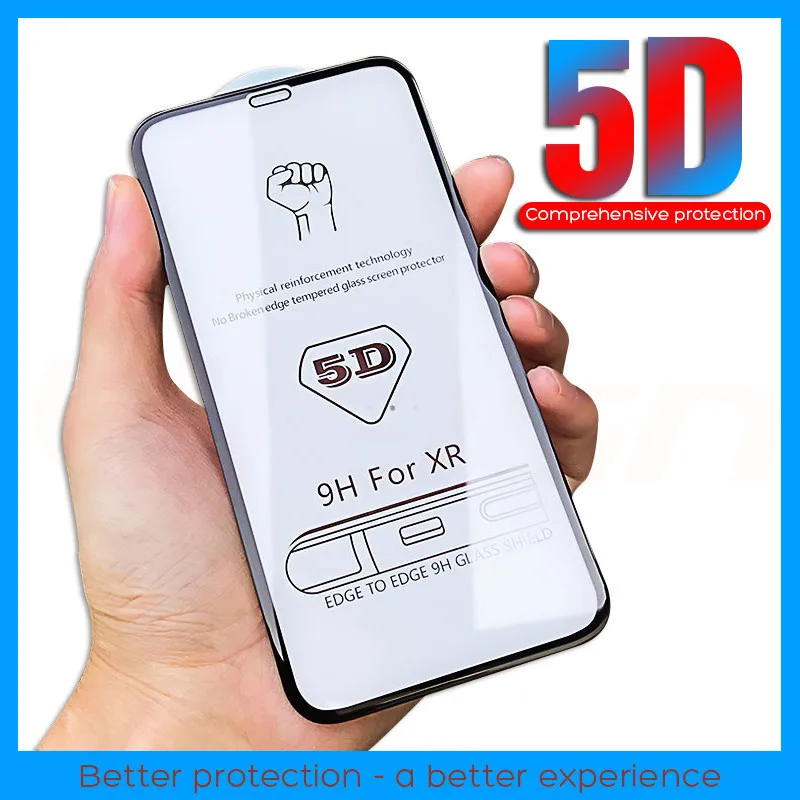 

5D Curved Edge Full Cover Protective Glass On The For iPhone 7 8 6 6S Plus Tempered Screen Protector For X XR XS Max Glass Film