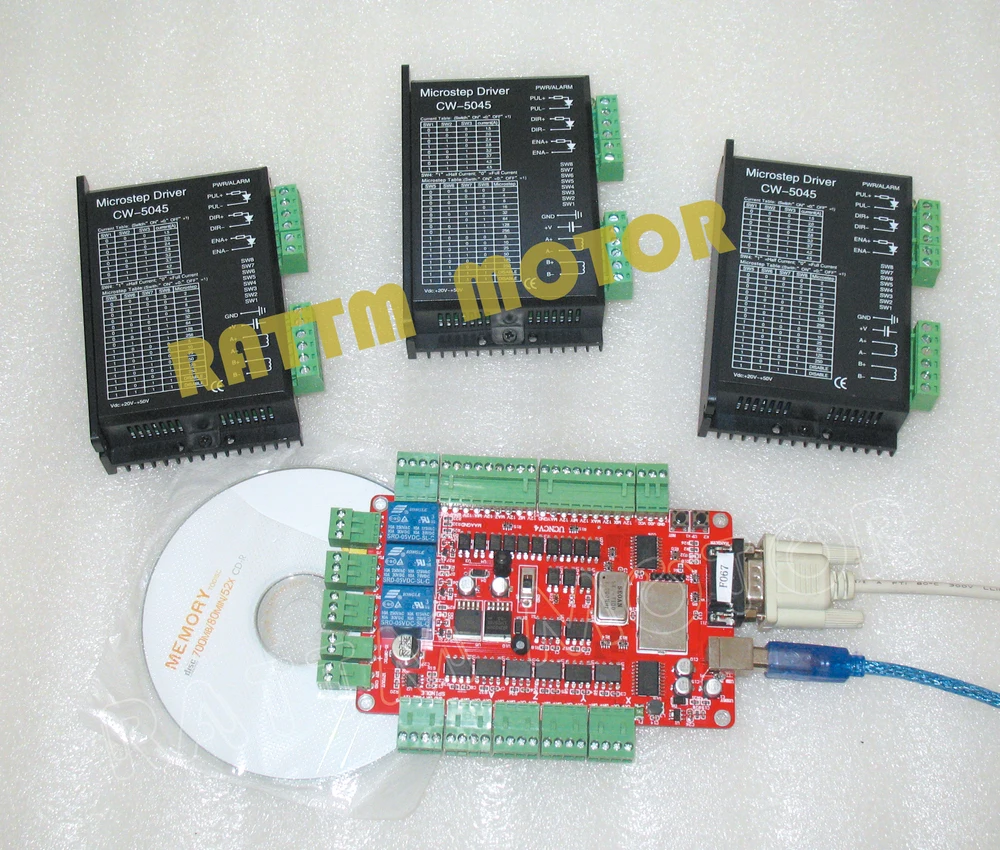 

New products !3 Axis motor driver 20-50V/4.5A/ 256 micsteps controller kit with 4Axis USBCNC breakout board