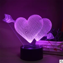 Сенсорный 3D свет трехмерного видения 3D ночник светодиодный настольный светильник USB свет красочный акриловый семь цветов обесцвечивание ночник