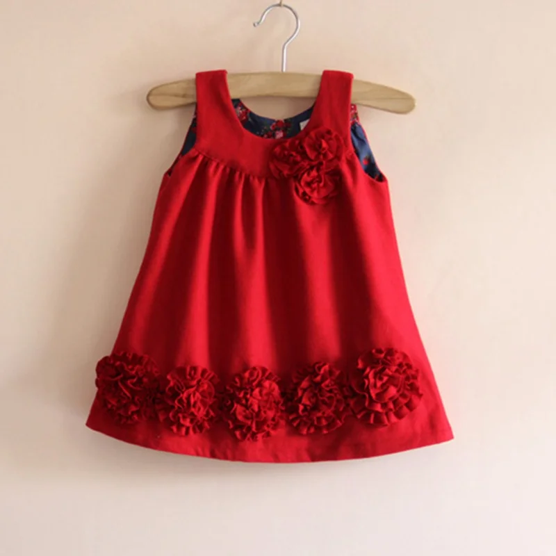 

6T High Quality Red 3D Flower Girl Beauty Pageant Dresses Kid Fashion Girls' Dresses Toddler Clothing for the Children Baby Wear