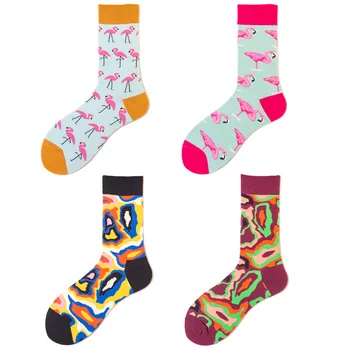 

Rockbottom Brand Quality Fashion Men's Happy Socks Flamingos Socks Newly Style Colorful Men Combed Cotton Tide Streetwear Socks