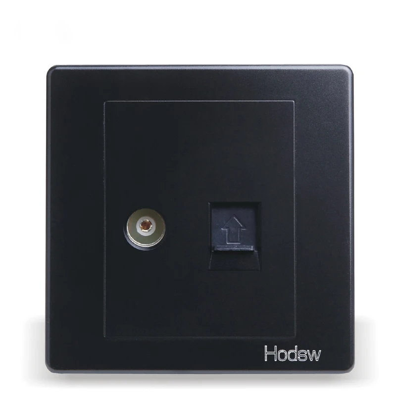 

Wall Switch And Socket, 86 Type Concealed Black Steel Frame, Cable And Cable TV Socket Network With TV Socket, PC 220V 10A