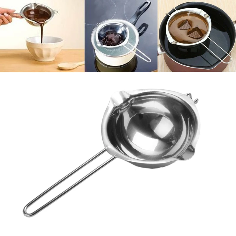 

Baking Pastry Tools Stainless Steel Chocolate Melting Pot Furnace Heated Milk Bowl with Handle Heated Butter Tool