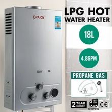 Calentador de agua instantáneo de Gas propano para baño, Kit de caldera de acero inoxidable, 18L, 4,8 GPM, 36KW