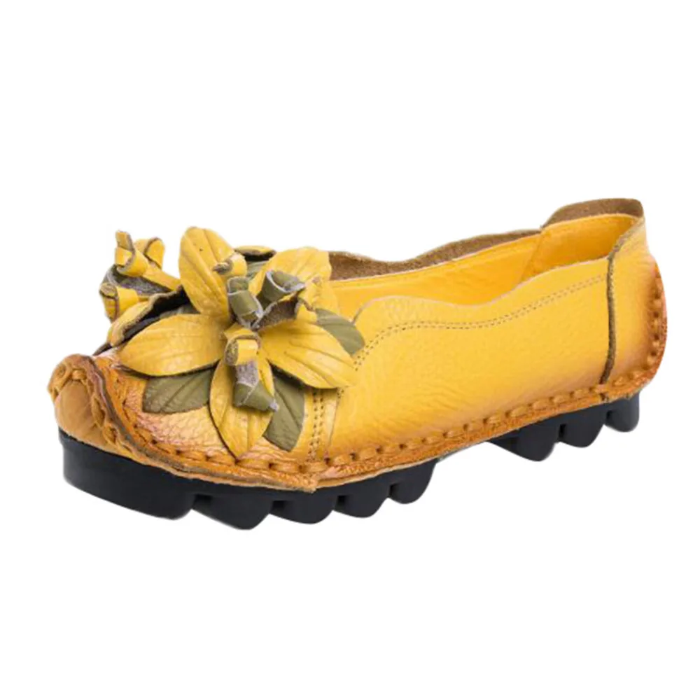 2019 Women's casual shoes handmade shoes national wind shallow mouth soft bottom flat shoes non-slip wear shoes for ladies 40J5 (2)