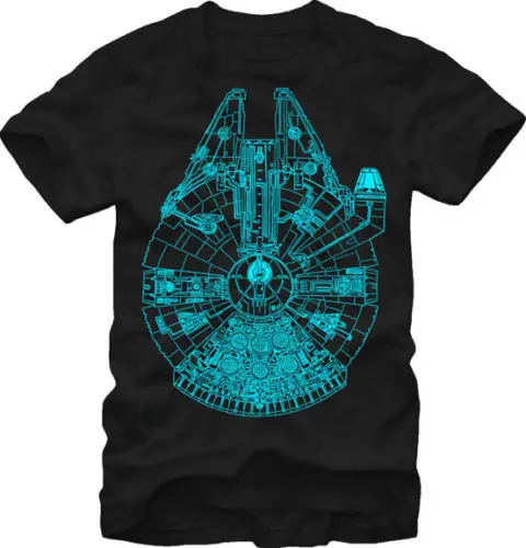 

Star Wars Millennium Falcon Glow In The Dark Adult Unisex T-Shirt - Blk Free shipping Harajuku Topsfree shipping