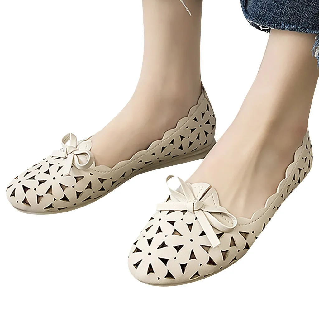 YOUYEDIAN Big size spring women flats shoes women leather flats ladies shoes female cutout slip on flat loafers Women Shoes#g40